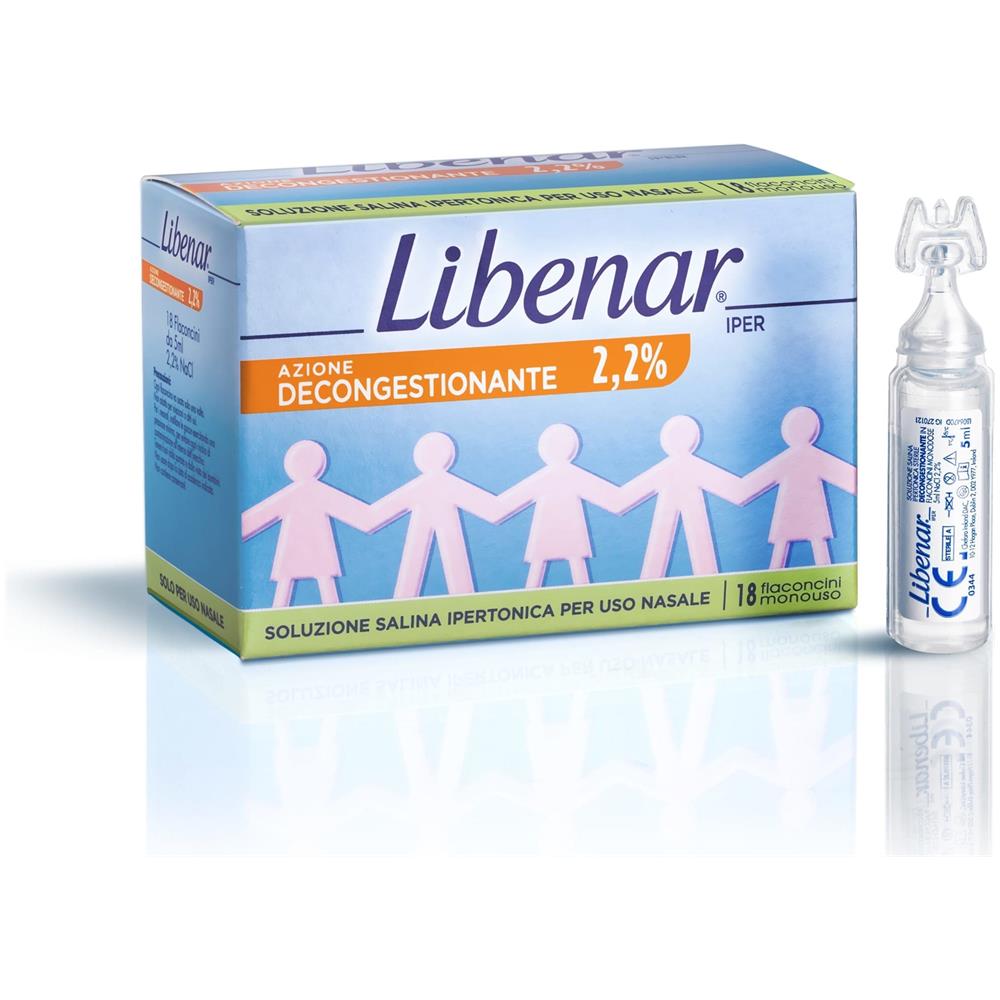 Soluzione Salina Ipertonica 3% Libenar per Inalazione con Aerosol 18 Flaconcini Monouso X 4ML - Foto 1