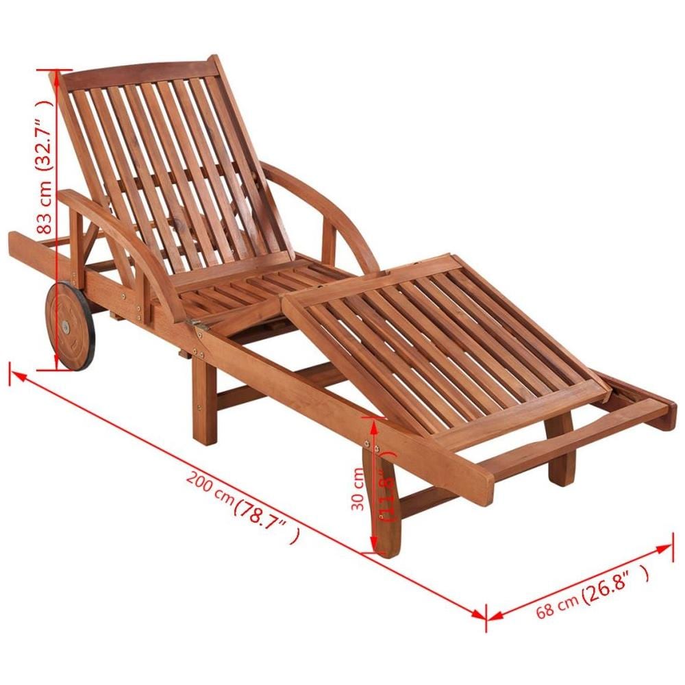 Lettino Prendisole in Legno Massello di Acacia - Foto 6
