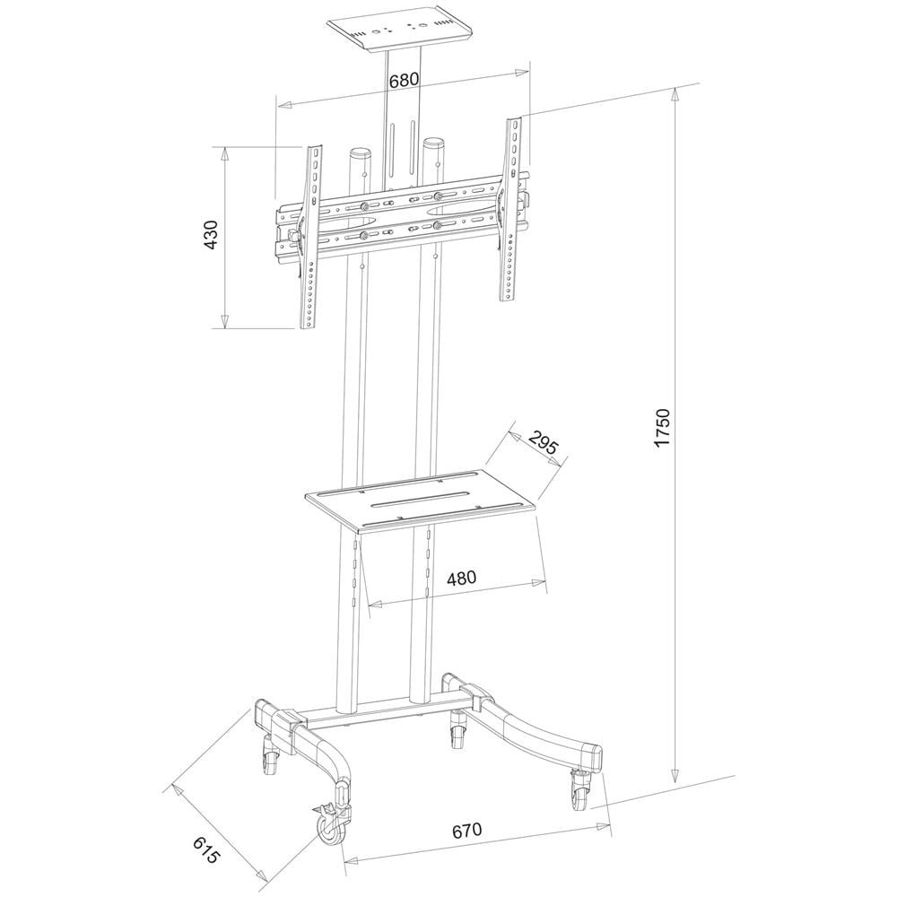 ICA-TR23 - Supporto mobile da pavimento per TV LED / LCD 32-70'' con mensola - Foto 2