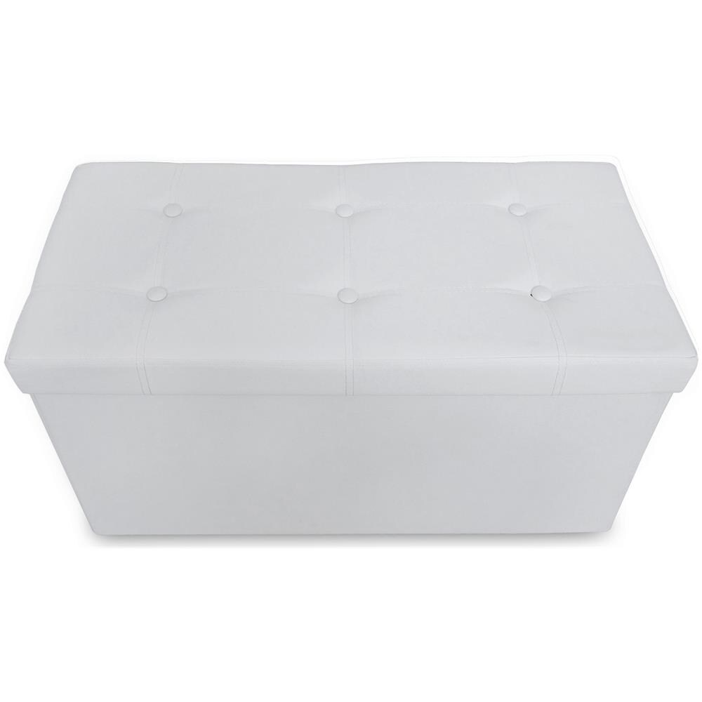 Panca Pieghevole In Pelle, Ottomana Pieghevole Per Conservare, 76 X 38 X 38 Cm, Bianco, Cucita E Con Finitura Trapuntata, Carico Massimo: 150 Kg - Foto 4