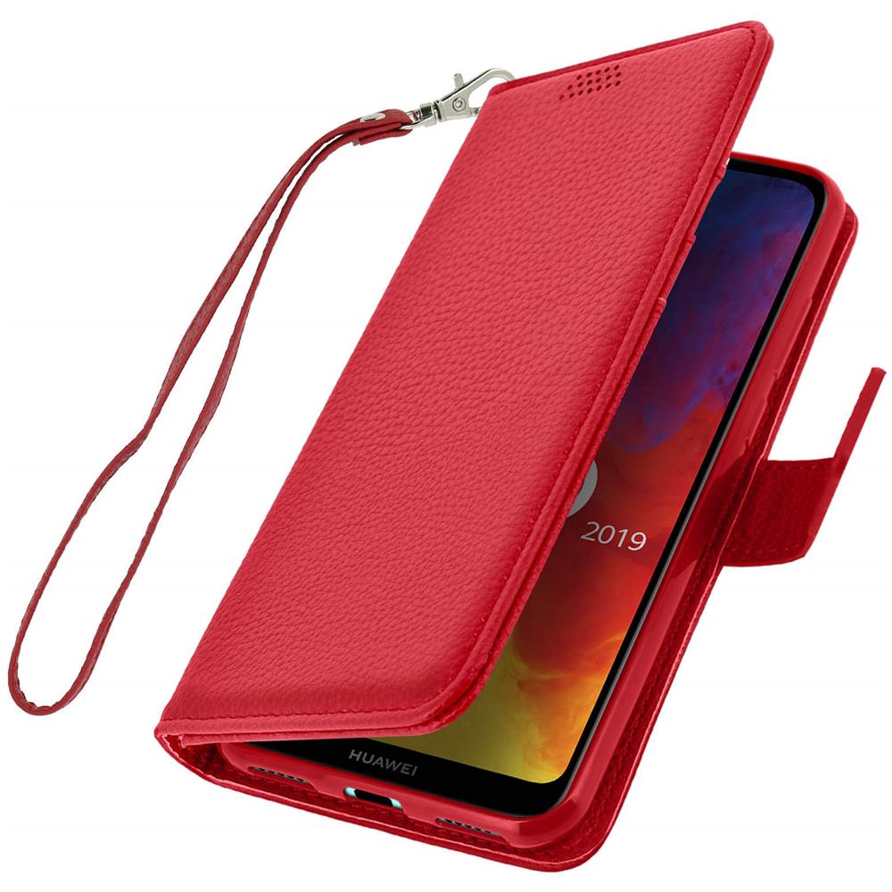 Custodia Huawei Y6 2019 Portafoglio Supporto Video Cover Soft Touch Rossa - Foto 2