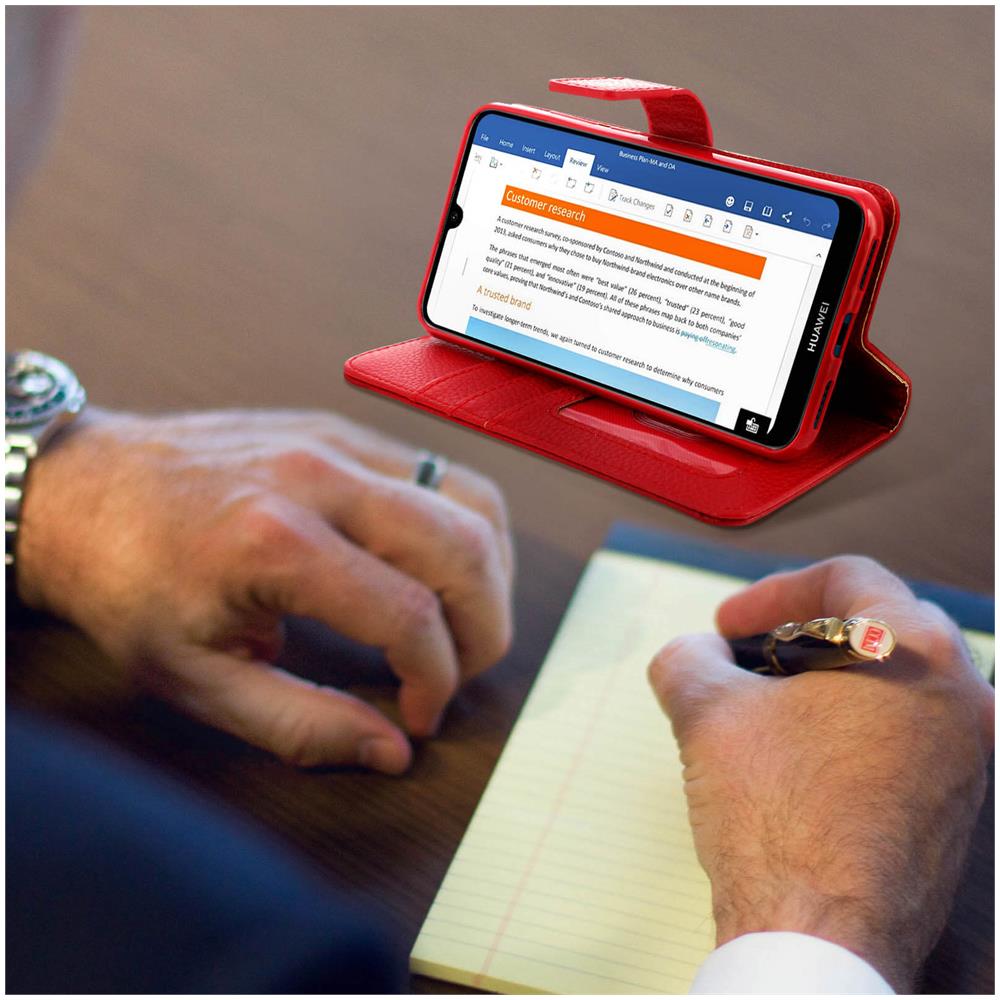 Custodia Huawei Y6 2019 Portafoglio Supporto Video Cover Soft Touch Rossa - Foto 5