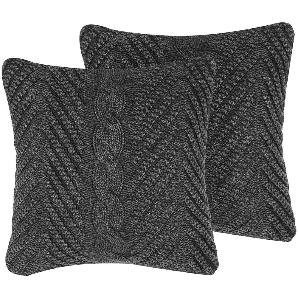 Set Di 2 Cuscini In Cotone Grigio 45 X 45 Cm Konni - Foto 1