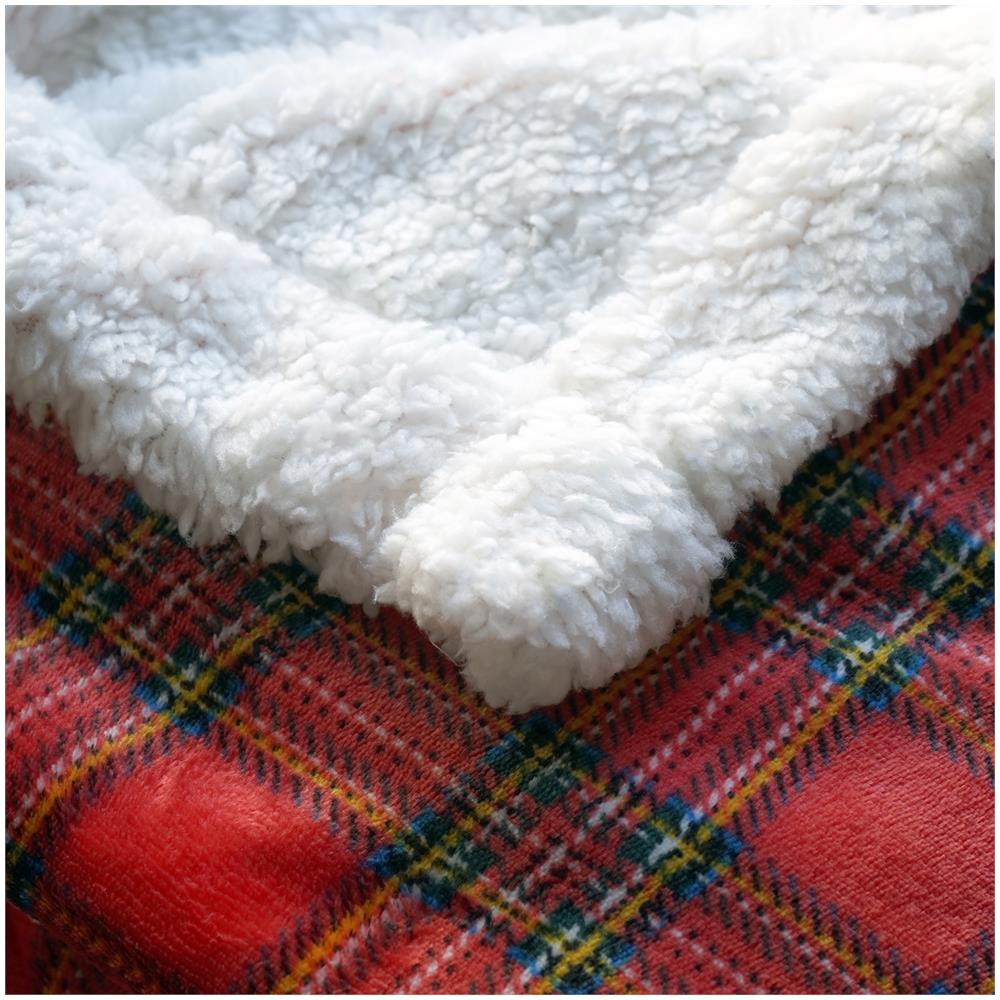 Serie Nordic Coperta Plaid Di Pile Da Divano E Letto In Morbida E Calda Microfibra Con Retro In Pelo 200x230 Cm - Scozzese Rosso - Foto 2