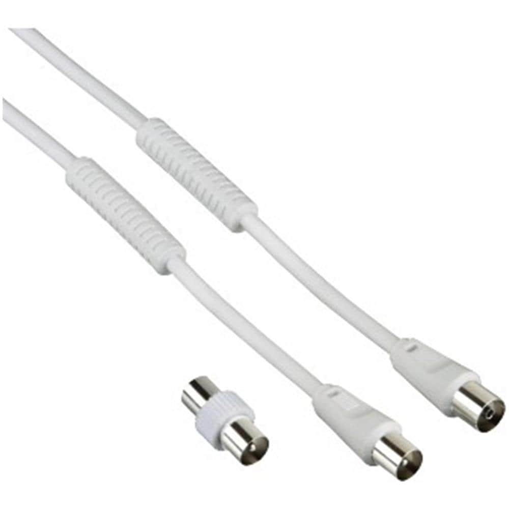 Cavo antenna M /F con adattatore M /M, 1,5 metri, 85 dB, ferrite, bianco - Foto 2