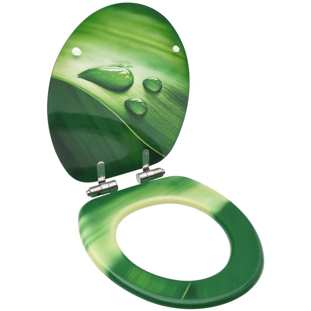 Tavoletta Wc Coperchio Chiusura Morbida Mdf Verde Goccia Acqua - Foto 1