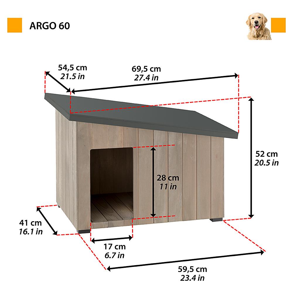 Cuccia Da Esterno, Casetta Per Cani Argo 60 In Legno Fsc Con Vernice Atossica, Resistente Raggi U. v. - Foto 2