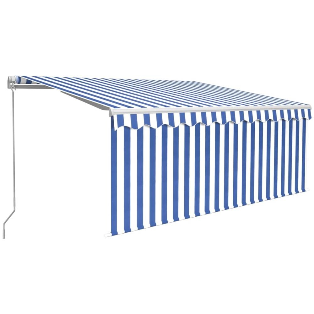 Tenda da Sole Retrattile Manuale con Parasole 3x2,5m Blu Bianca - Foto 1