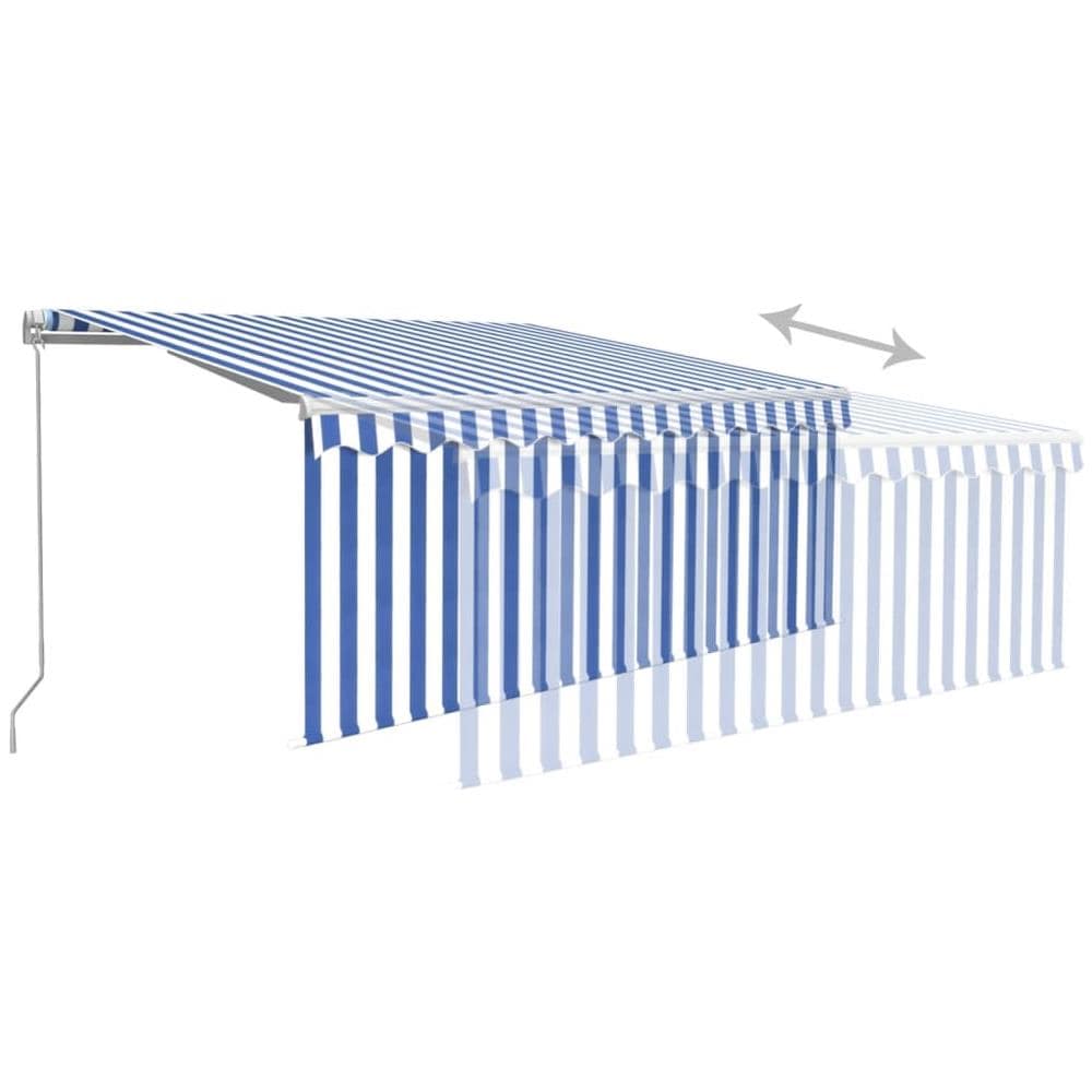 Tenda da Sole Retrattile Manuale con Parasole 3x2,5m Blu Bianca - Foto 2