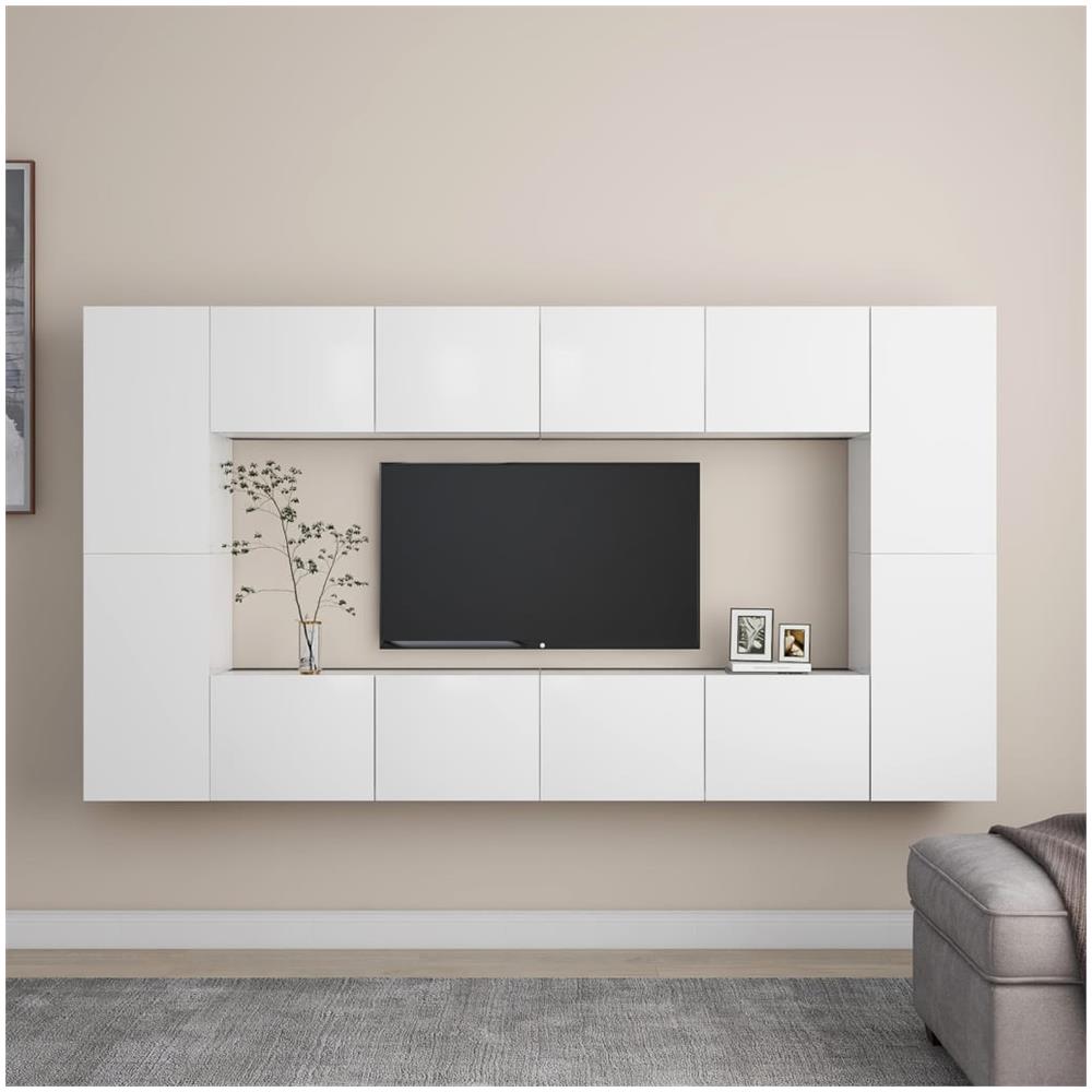 Set Mobile Tv 8 Pz Bianco In Truciolato - Foto 1