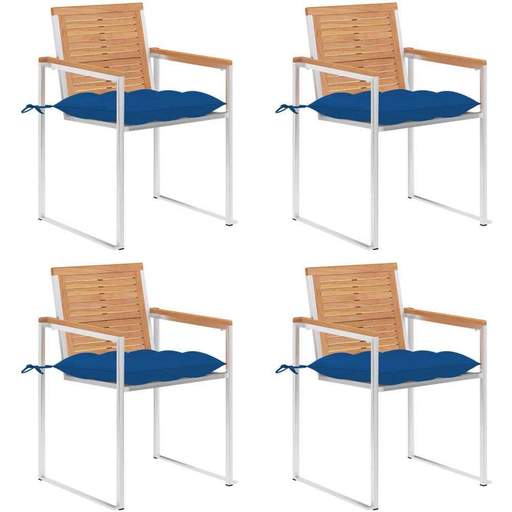 Sedie Da Giardino Con Cuscini 4 Pz In Legno Massello Di Teak - Foto 1