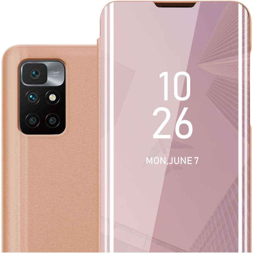 Custodia Compatibile Con Xiaomi Redmi 10 / Redmi Note 11 4g In Kunzit Rosa - Clear View Specchio Coperchio Protettivo Con Funzione Di Supporto Protezione A 360 Gradi - Foto 1