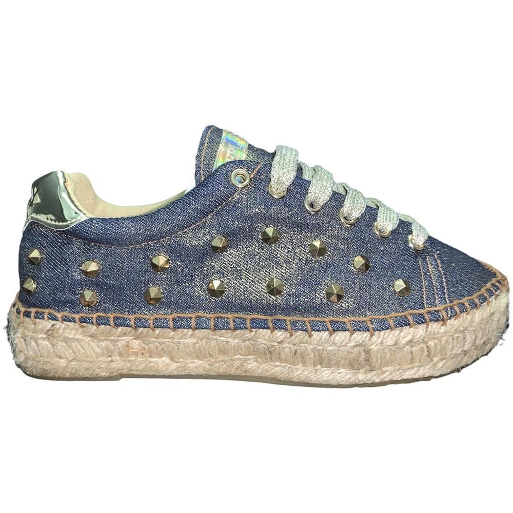Rf220073t Scarpe Espadrilles Denim Donna Corda Borchie Oro Blu 35 - Foto 1