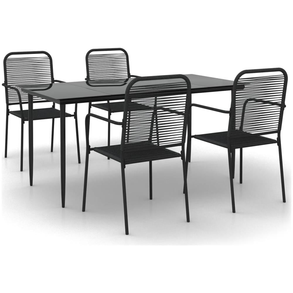 Set Da Pranzo Da Giardino 5 Pz Nero Corda Di Cotone E Acciaio - Foto 2