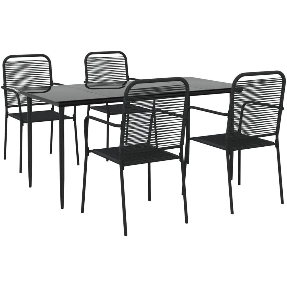Set Da Pranzo Da Giardino 5 Pz Nero Corda Di Cotone E Acciaio - Foto 3