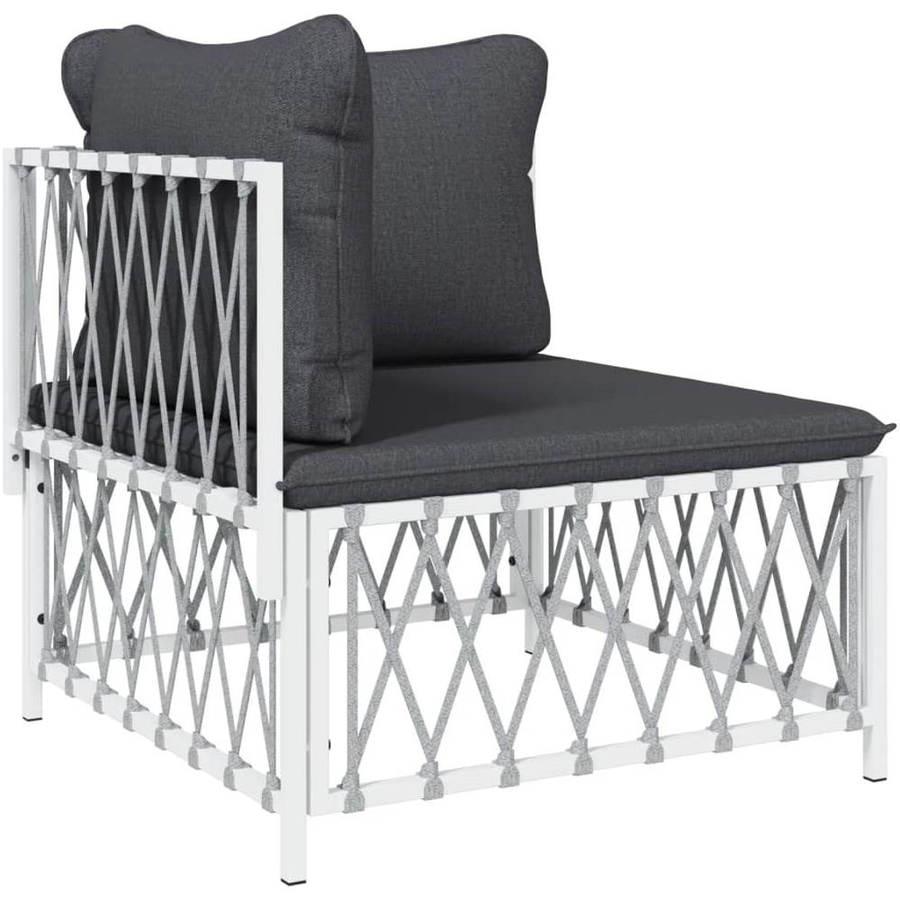 Set Salotto Da Giardino 6 Pz Con Cuscini In Acciaio Bianco - Foto 3