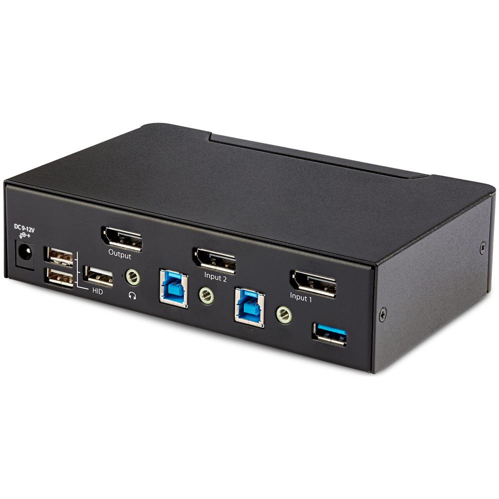 KVM Switch DisplayPort a 2 porte, Display singolo 8K 60Hz / 4K 144Hz, DP 1.4, 2 porte USB 3.0, 4 porte USB 2.0 HID, Commutazione con hot keys, Conforme a TAA - Indipendente dal SO, Case in metallo - Foto 2