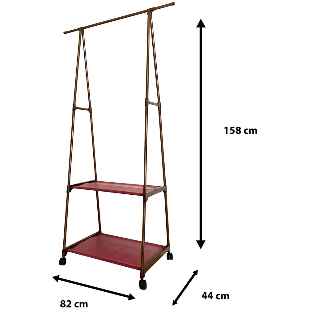 Appendiabiti Donkey Majestic Home 160x55x42 Cm 2 Ripiani, 1 Barra Superiore Marrone - Foto 2