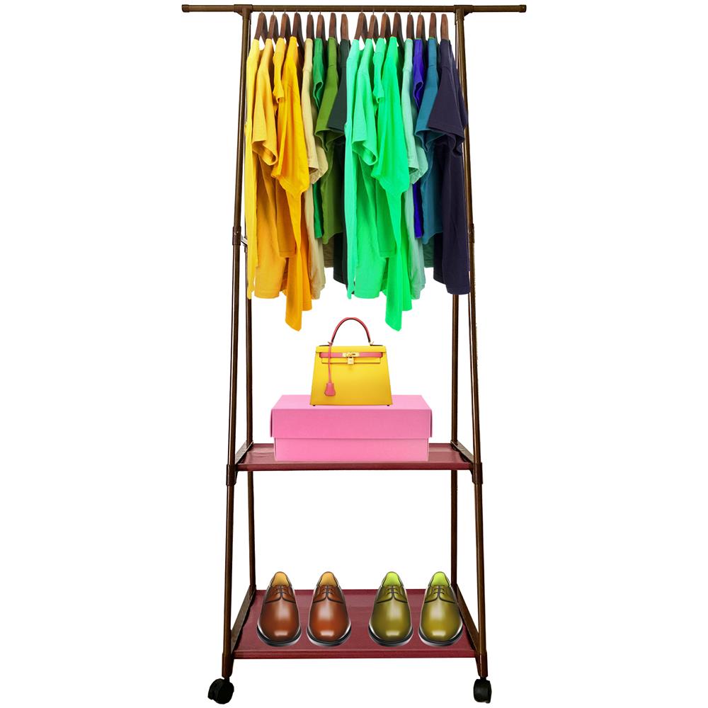 Appendiabiti Donkey Majestic Home 160x55x42 Cm 2 Ripiani, 1 Barra Superiore Marrone - Foto 1