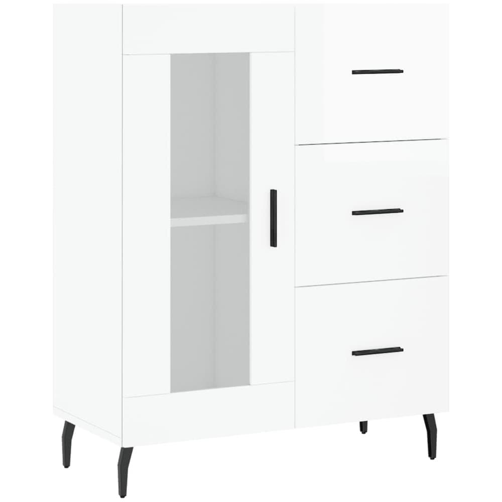 Credenza 69,5x34x90 Cm In Legno Multistrato Bianco Lucido - Foto 2