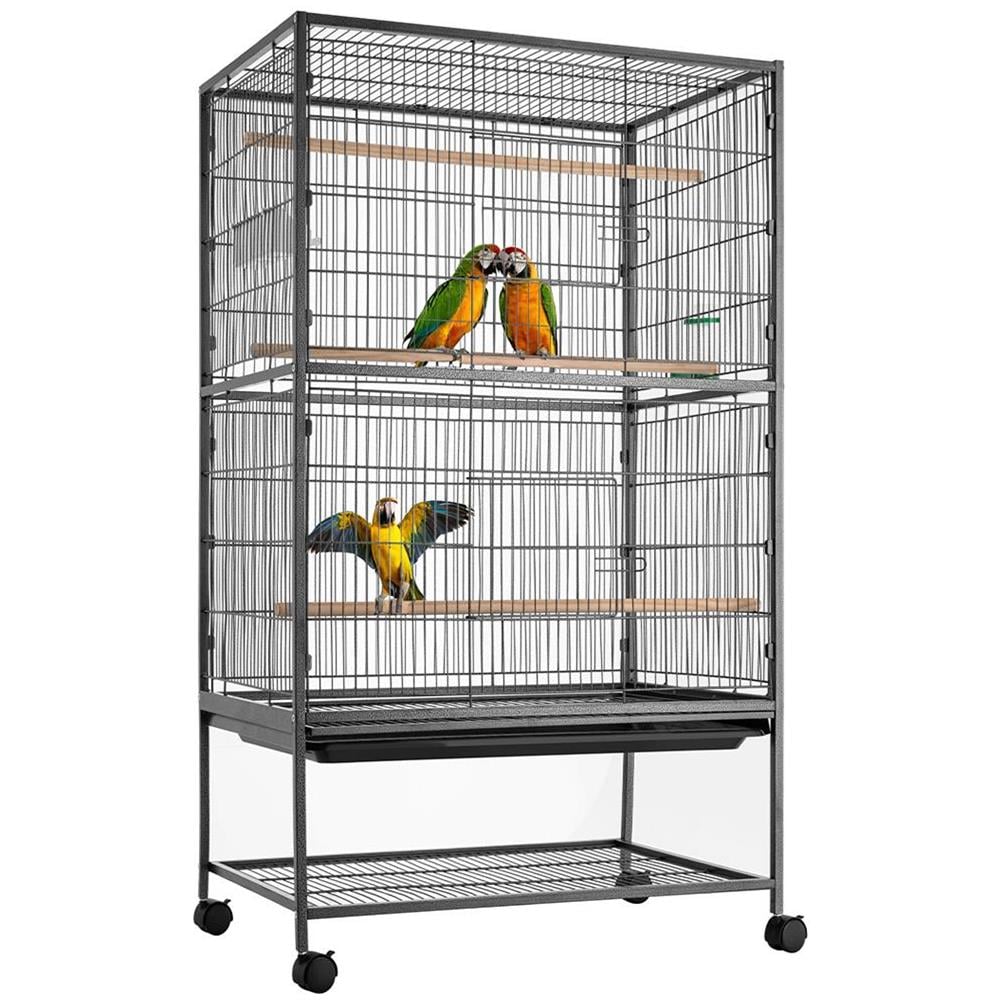 Gabbia Voliera per Uccelli Pappagalli Uccellini Volatili con Ruote 135x78x52cm - Foto 1
