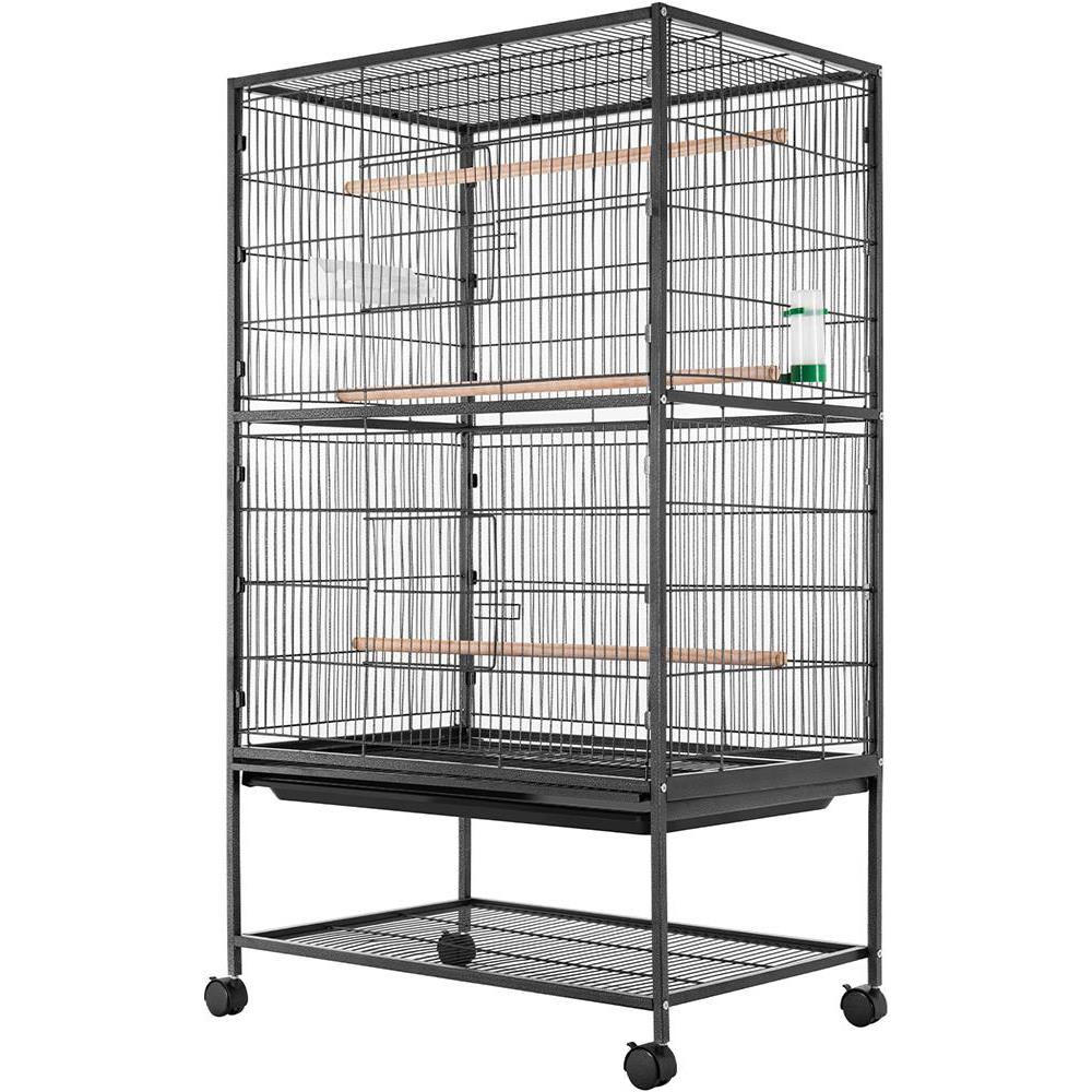 Gabbia Voliera per Uccelli Pappagalli Uccellini Volatili con Ruote 135x78x52cm - Foto 2