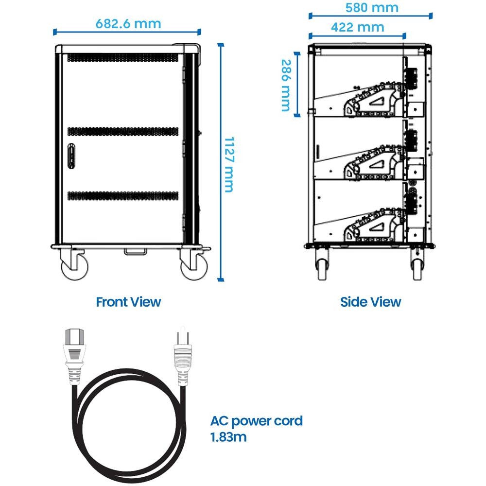 EW1701 portable device management cart& cabinet Armadio per la gestione dei dispositivi portatili Nero, Grigio - Foto 9