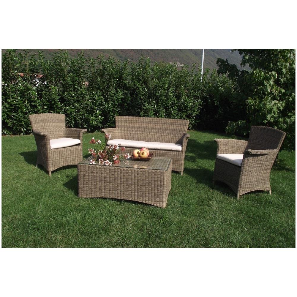 Milanihome salotto da giardino set divano 2 posti tavolino e 2 ... Divani rattan sintetico