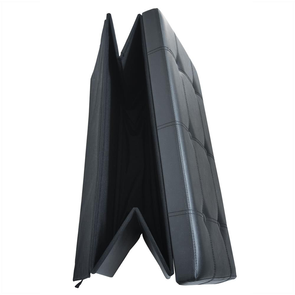 Panca Pieghevole In Pelle, Ottomana Pieghevole Per Conservare, 76 X 38 X 38 Cm, Nero, Cucita E Con Finitura Trapuntata, Carico Massimo: 150 Kg - Foto 4