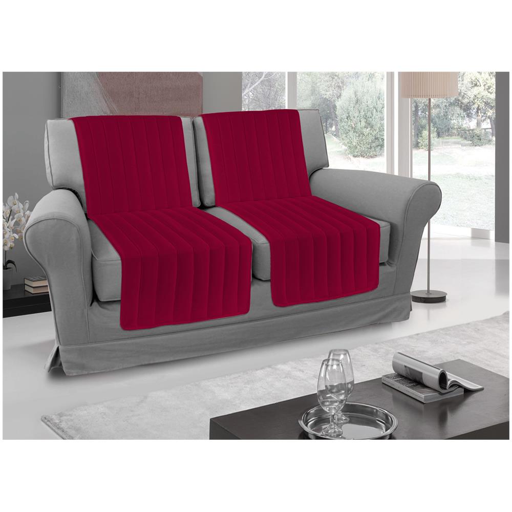 Copridivano A Fasce Trapuntate Proteggi Seduta Modello Stripe Colore Bordeaux 1 Coppia Bordeaux - Foto 1