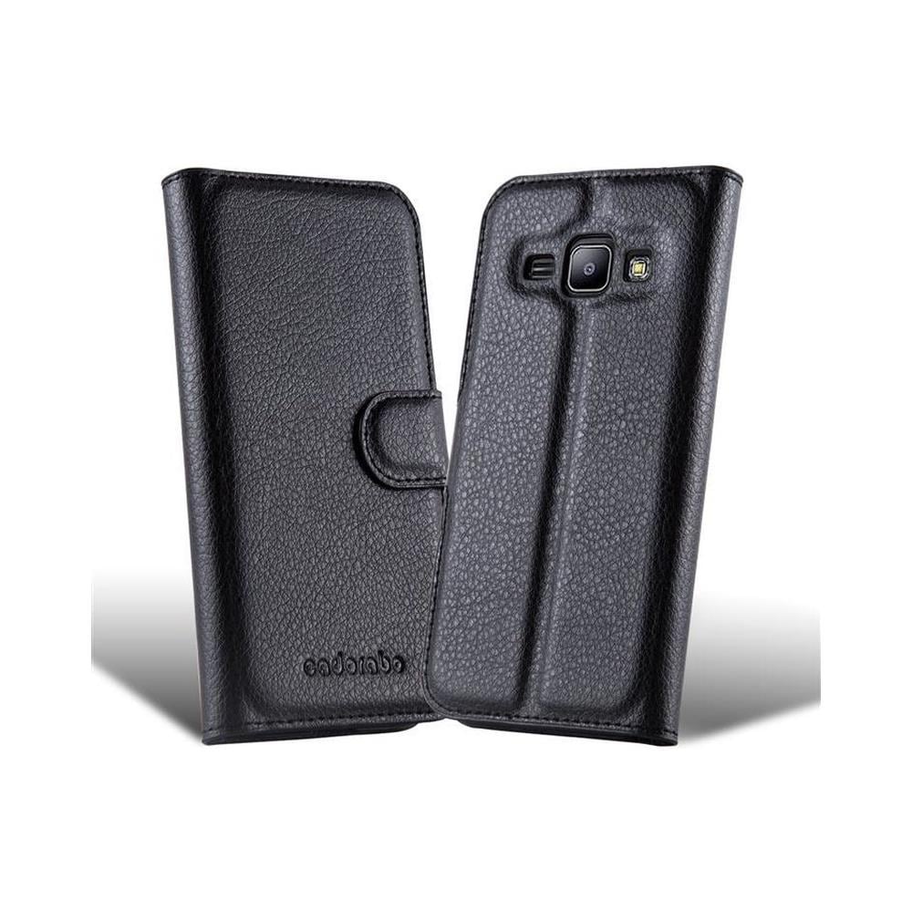 Custodia Compatibile Con Samsung Galaxy Trend 3 In Nero Carbone - Coperchio Protettiva Con Chiusura Magnetica, Funzione Stand E Tasca Per Le Carte - Foto 1