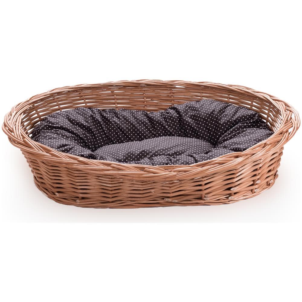 Letto Vimini Gatti Cani Animali Domestici. Cestino Taglia 2. Cuscino Marrone Punteggiato - Foto 2