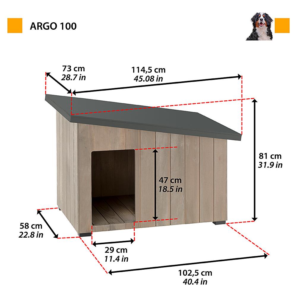 Cuccia Da Esterno, Casetta Per Cani Argo 100 In Legno Fsc Con Vernice Atossica, Resistente Raggi U. v. - Foto 2