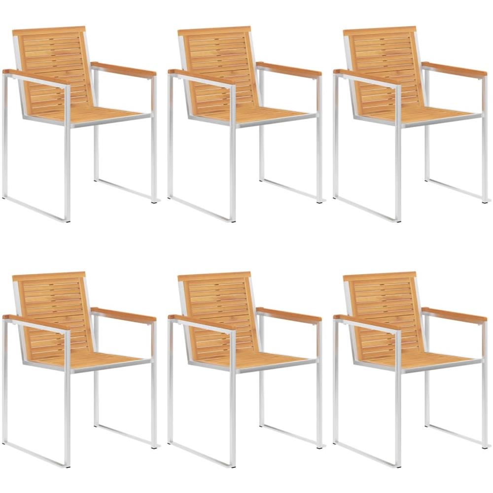 Sedie Da Giardino Con Cuscini 6 Pz In Legno Massello Di Teak - Foto 3