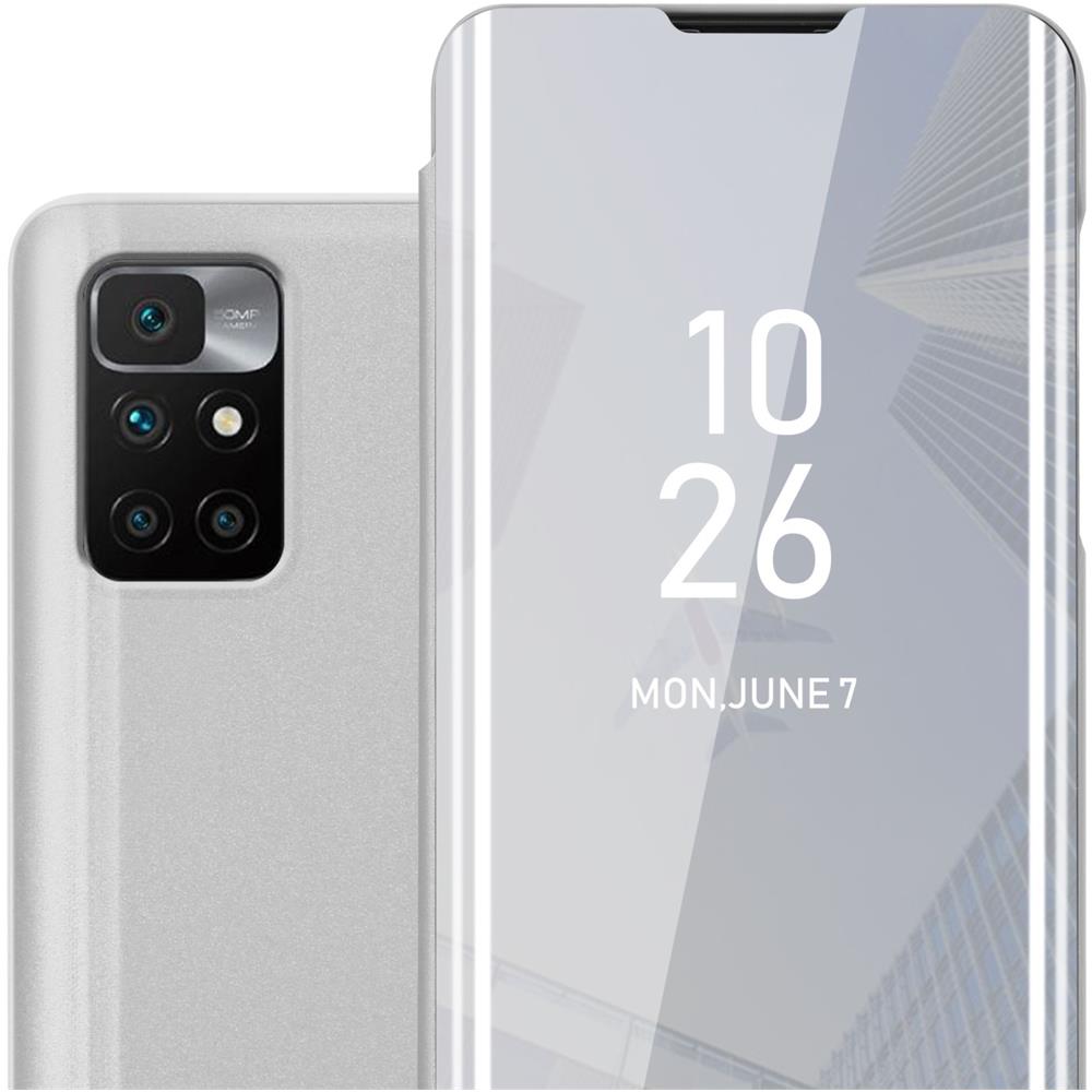 Custodia Compatibile Con Xiaomi Redmi 10 / Redmi Note 11 4g In Agata Argento - Clear View Specchio Coperchio Protettivo Con Funzione Di Supporto Protezione A 360 Gradi - Foto 1