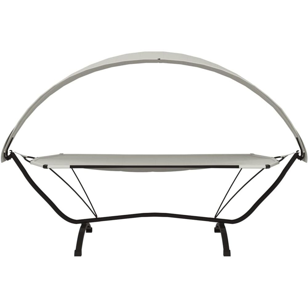 Lettino con Tettuccio Crema in Acciaio e Tessuto Oxford - Foto 3