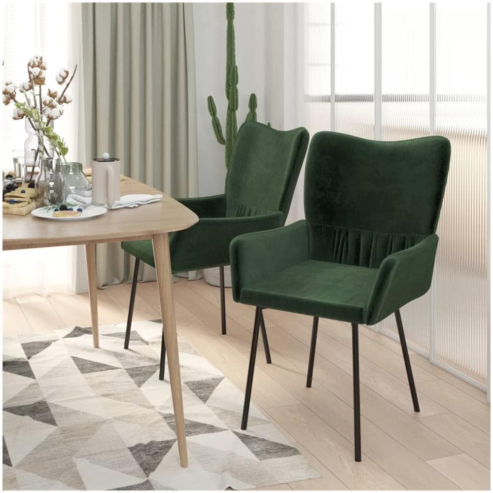 Sedie Da Pranzo 2 Pz Verde Scuro In Velluto - Foto 3