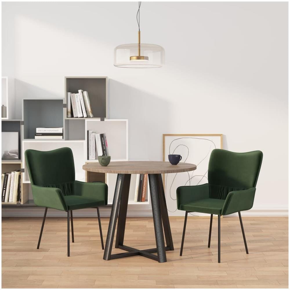 Sedie Da Pranzo 2 Pz Verde Scuro In Velluto - Foto 1