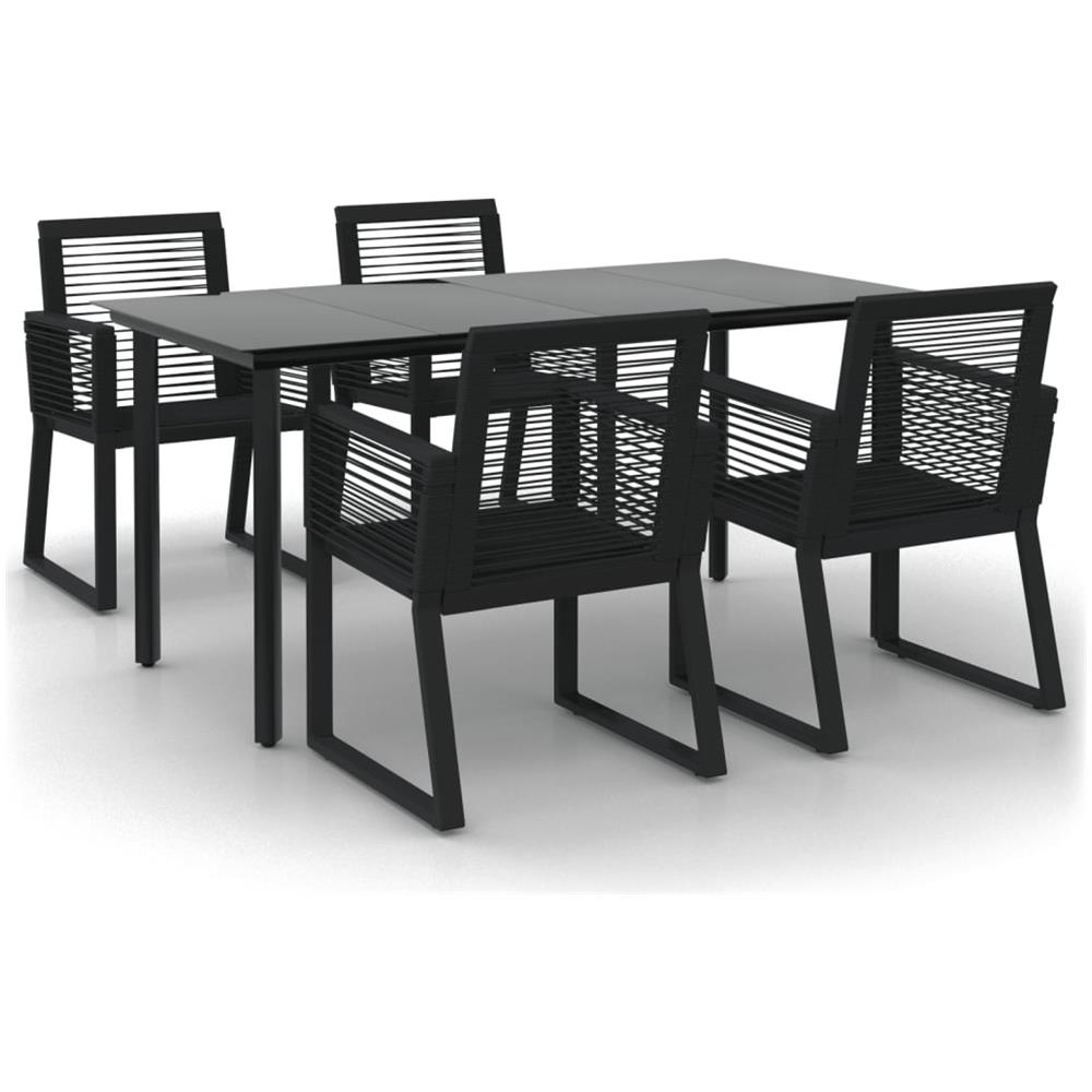 Set Da Pranzo Da Giardino 5 Pz Nero In Rattan Pvc - Foto 2