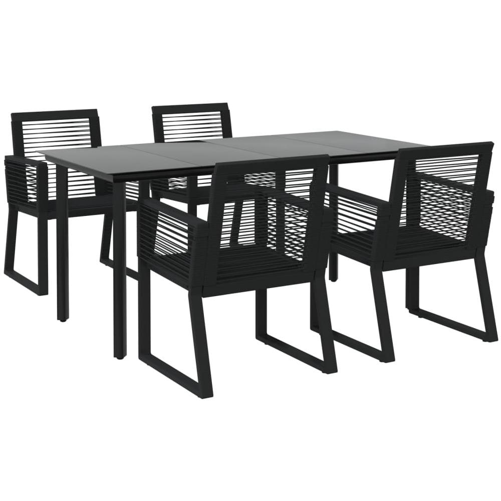 Set Da Pranzo Da Giardino 5 Pz Nero In Rattan Pvc - Foto 3