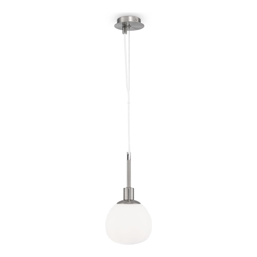 Sospensione Contemporanea Erich Metallo Nichel 1 Luce E Diffusore Bianco - Foto 1