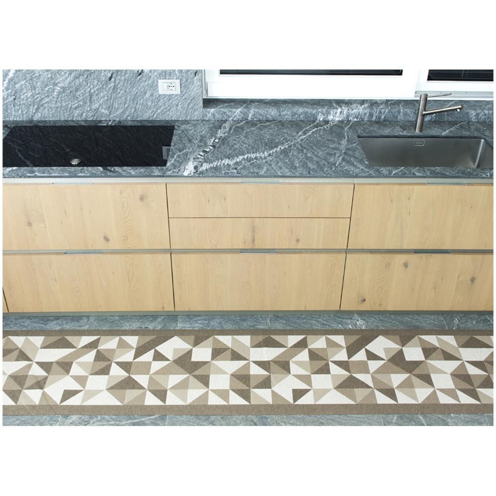 Tappeto Passatoia Cucina Antiscivolo In Tessuto Jacquard Disegno Origami Tortora 57x90 Tortora - Foto 2