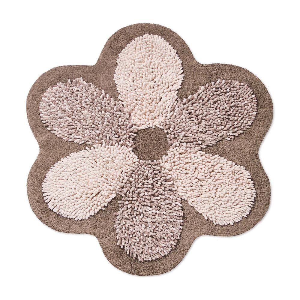 Tappeto A Fiore Casa Bagno Cotone Spugna Morbida Antiscivolo Flower Tortora - Foto 1