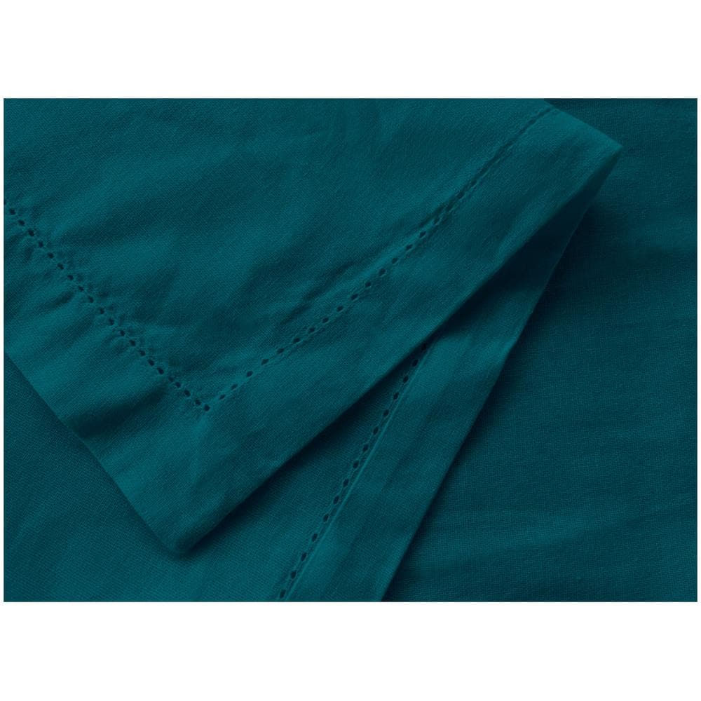 Tovaglia Cucina Soggiorno In Cotone Con Orlo A Giorno In Tinta Unita Vari Colori Ajour 140x240cm Petrolio - Foto 4