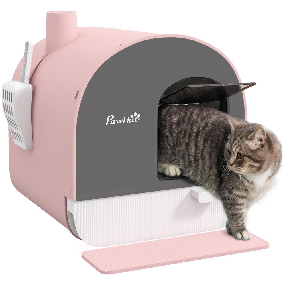 Lettiera per Gatti Chiusa con Filtri, Paletta e Vassoio, Struttura in PP, 43x44x47cm, Rosa - Foto 1