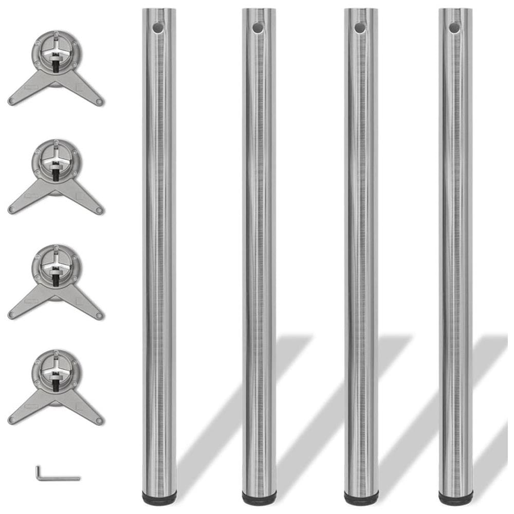 Set 4 Gambe Placcate In Nickel Per Tavolo Regolabili Altezza 870 Mm - Foto 1