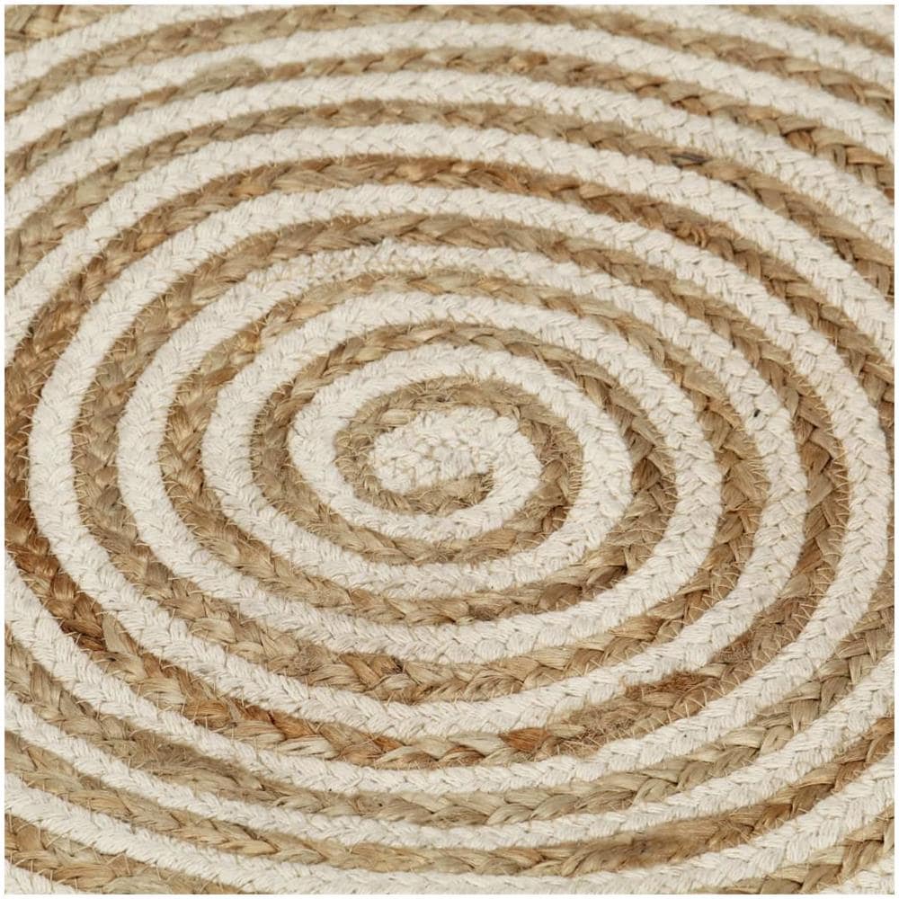 Tappeto Lavorato A Mano In Juta Stampa A Spirale Bianco 150 Cm - Foto 2