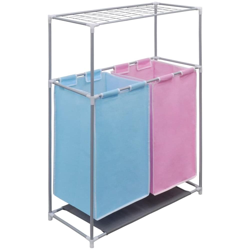 Portabiancheria A 2 Sezioni 2 Pz Con Ripiano Per Asciugatura - Foto 2