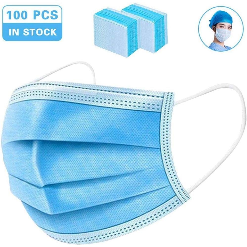 Maschera Monouso, Con Orecchini Elastici Maschera Di Sicurezza Per Protezione Da Polveri Tre Strati Maschera Tessuto Non Tessuto, 100pcs - Foto 1