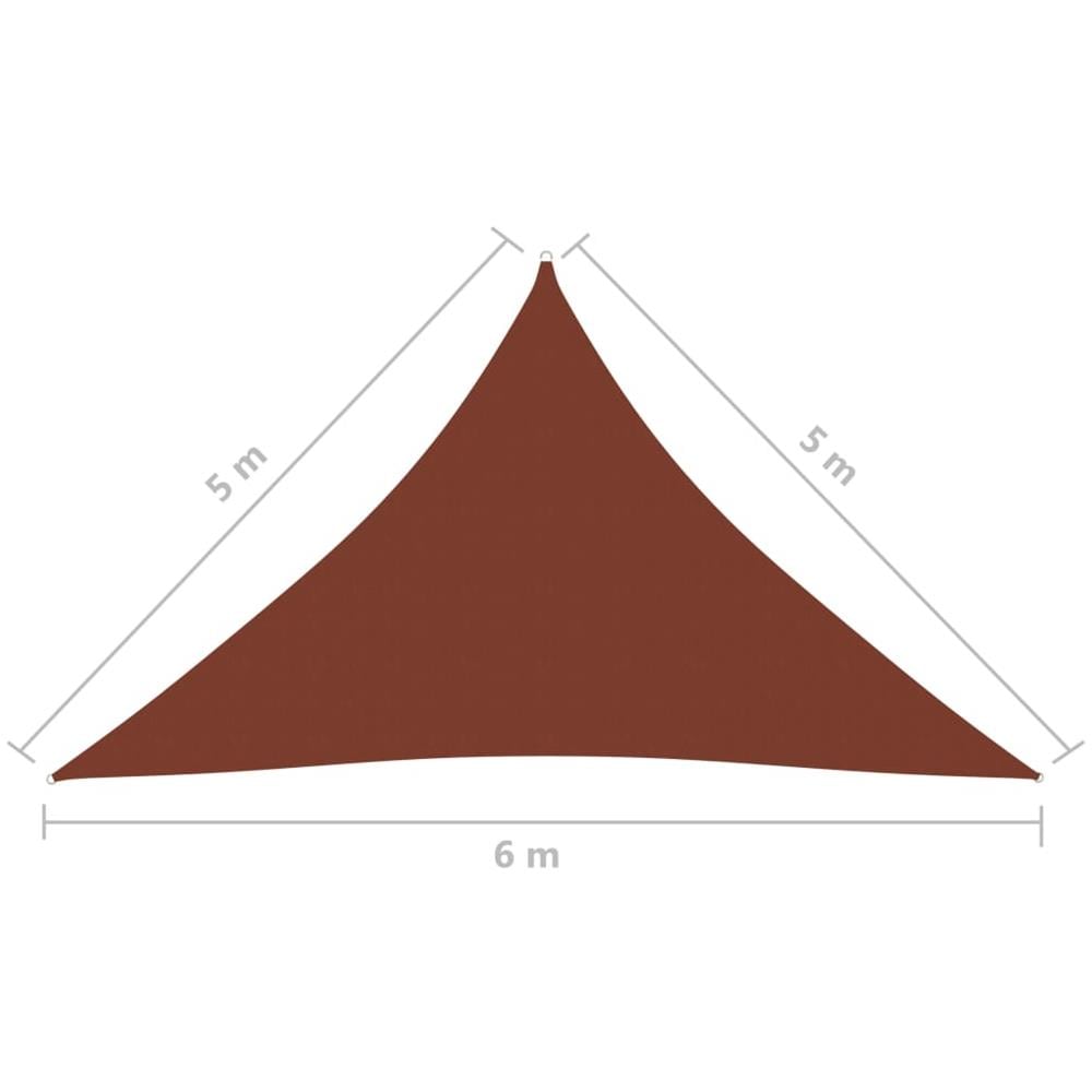 Parasole a Vela in Tessuto Oxford Triangolare 5x5x6m Terracotta - Foto 6